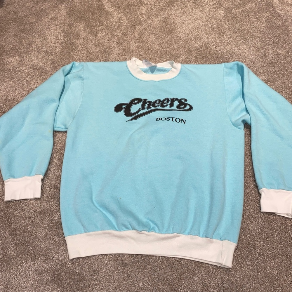 Vintage Cheers‎ Show Sweatshirt Boston Light Blue Adult L Sonaka Brand Rare Norm